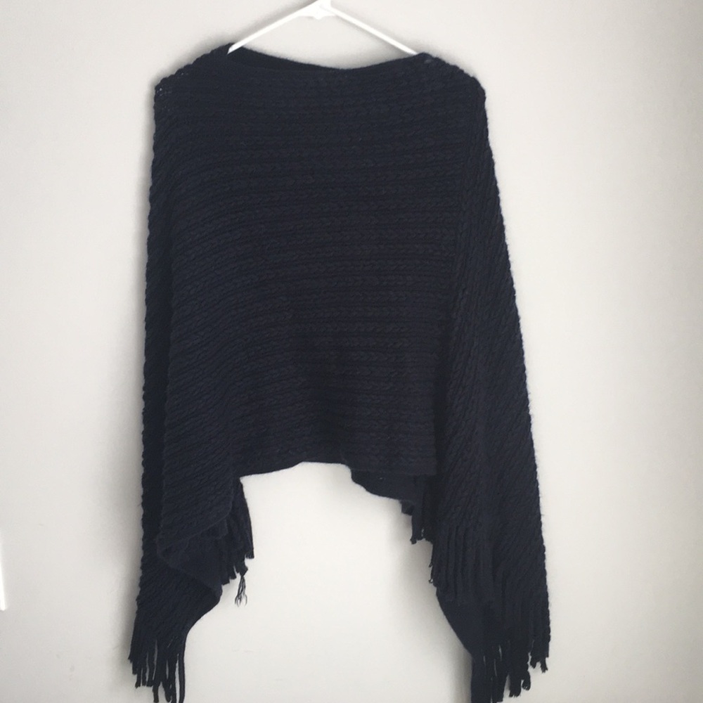 Navy crochet shawl with fringe tassel 🧶